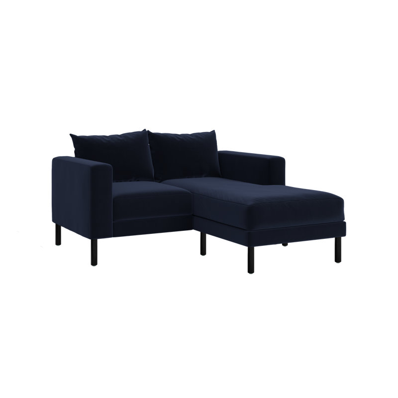 Essential Loveseat Sectional, Indigo Recycled Velvet, Metal