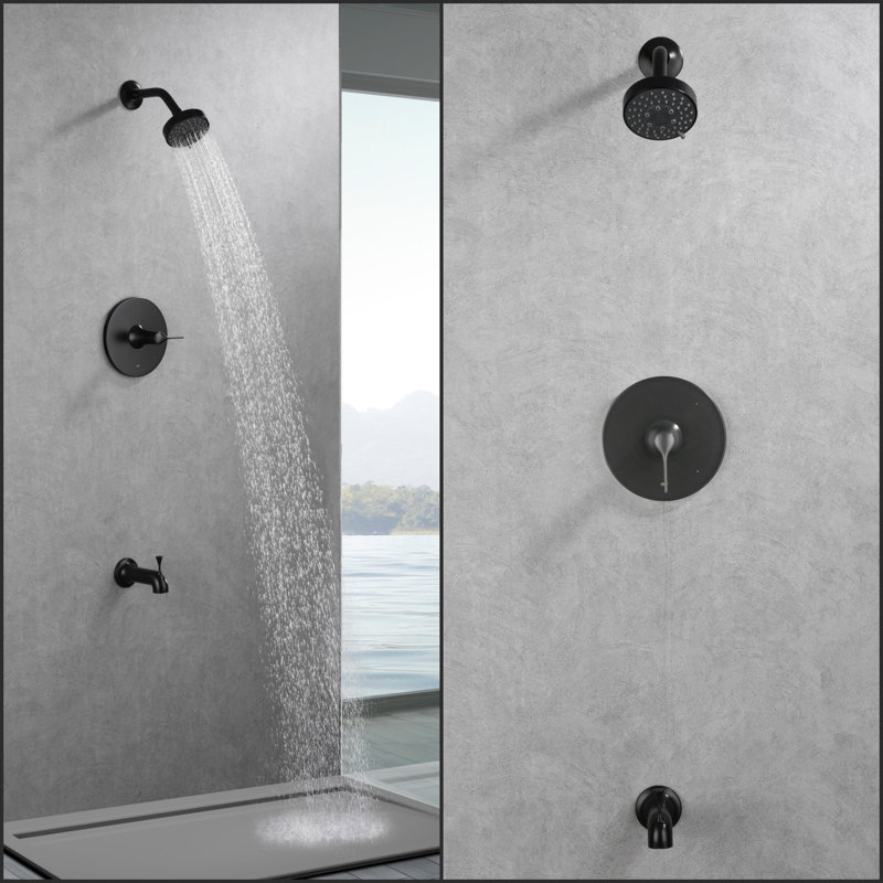 Nita Collection Shower Trim System: 4" Round Shower Head, Single Handle Set, Tub Spout & Rough-in Valve Included - Oil Rubbed Bronze