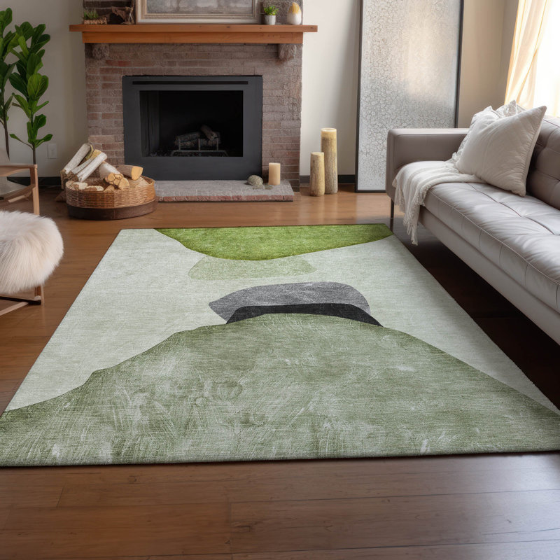 Tapis vert Cerrito Amf547 lavable à la machine de qualité supérieure, Rectangle 2 pi 6 po x 3 pi 10 po