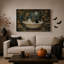 Art mural sur toile Halloween fantôme blanc et chat noir dans une baignoire au clair de lune-983277591
