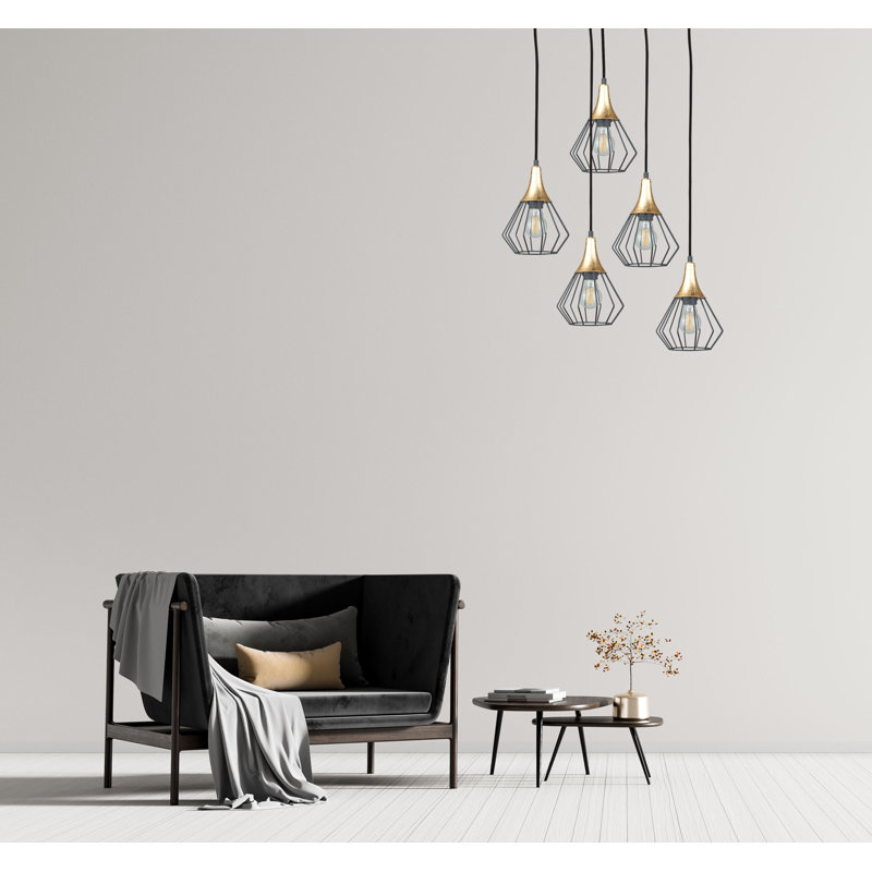 Becraft 5 - Light Cluster Pendant, Black/Gold