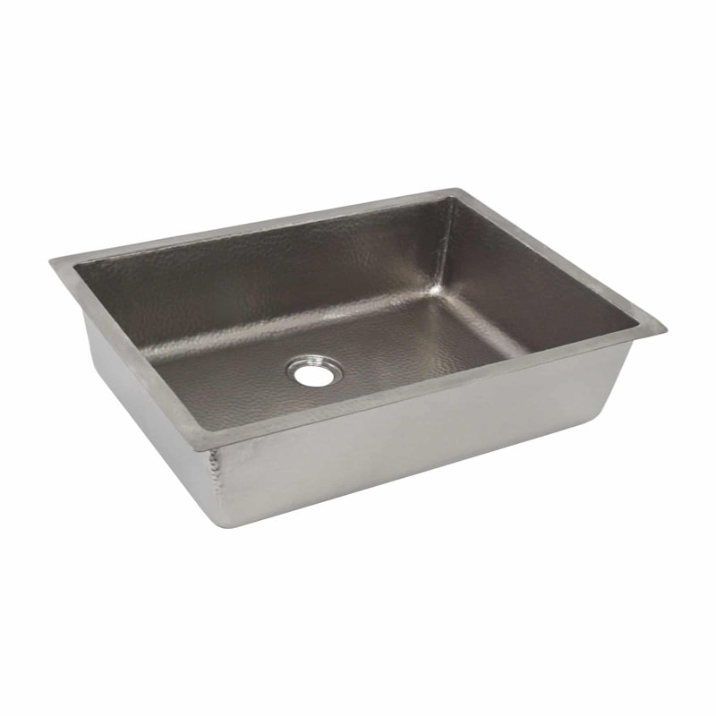 Mandalay 20" x 14.5" Hand Hammered Recycled Copper Undermount Bathroom Sink, Brushed Nickel