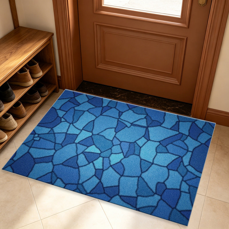 Ocean Blue Stained Glass Rug carpet-easy to clean, machine-washable, soft and comfortable; suitable for door mats, kitchens, living rooms, bedrooms, corridors, and laundry areas. Easy to clean, durable carpet for home decoration.