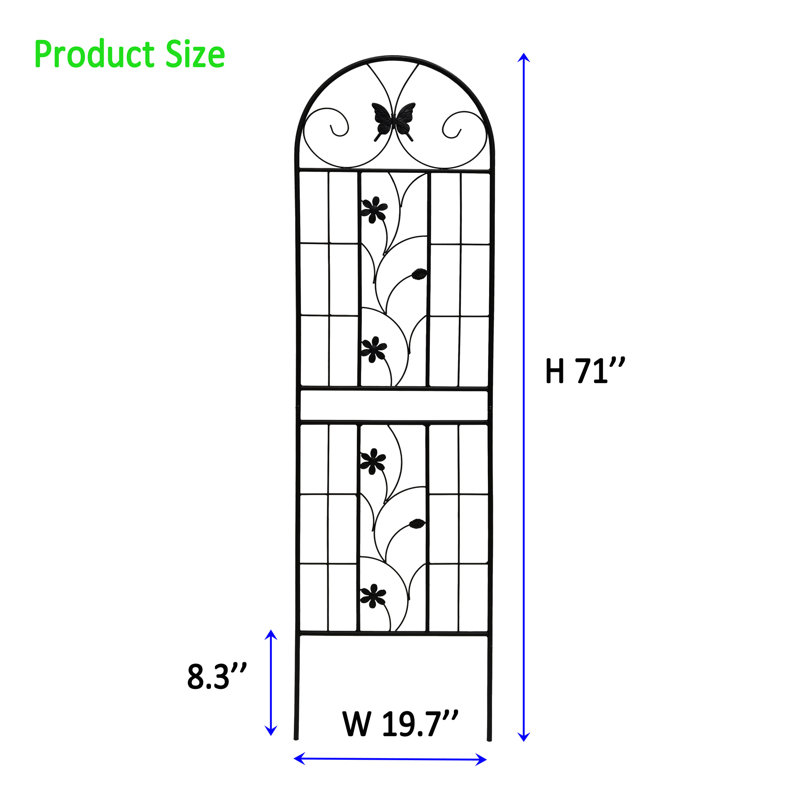Treillis de jardin en métal 71 po x 19,7 po, paquet de 2, rouille - extérieur pour vignes au jasmin, noir, facile à assembler, et construction solide 71 po x 19,7 po antirouille, 2, support, construction, solide