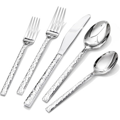40 Piece Hammered Silverware Set