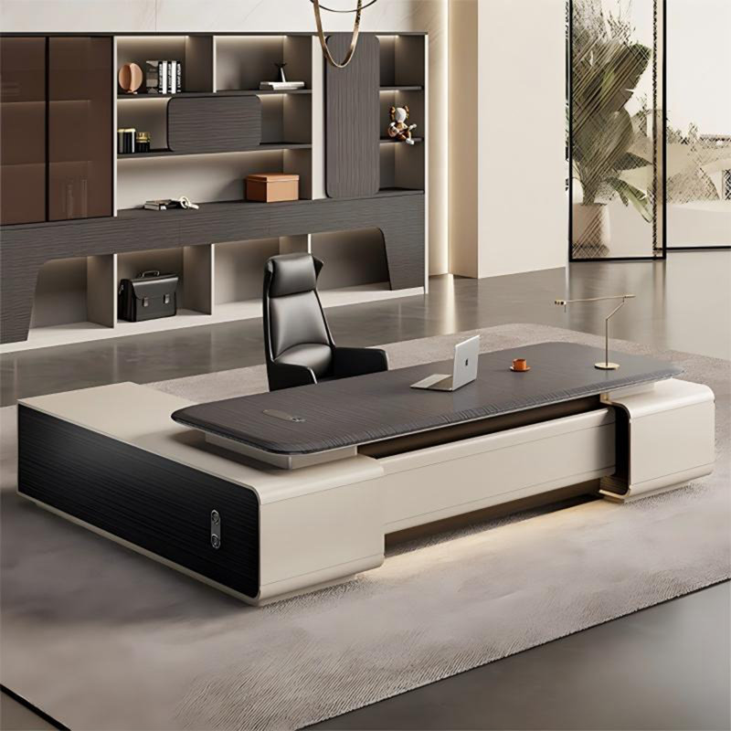 Bureau de direction 78,74 "noir luxueux et haut de gamme, H 29,53 po x l 78,74 po x P 62,99 po