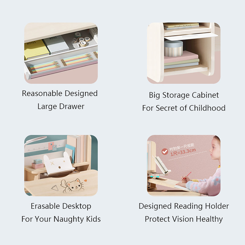 Bureau d'étude avec rehausse pour enfants Barba, Bleu
