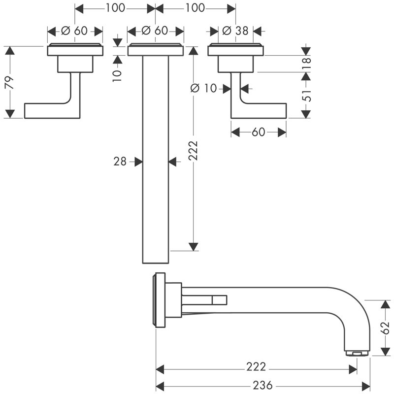 Citterio Tub Filler, Chrome