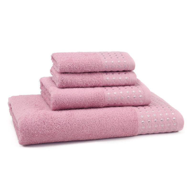 Fulater 4 Piece Turkish Cotton Towel Set, Rose