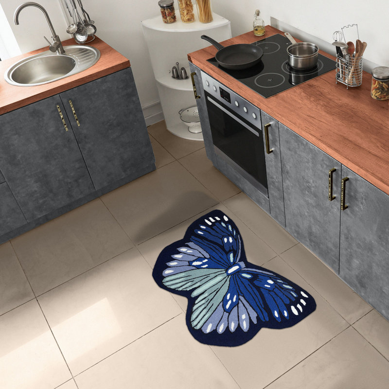 Aimslee Synthetic Kitchen Mat, Blue/Navy