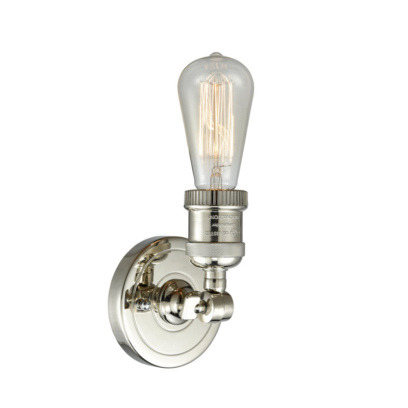 Chickerell Armed Sconce, 6 Watt Vinage LED Bulb, Polished Nickel