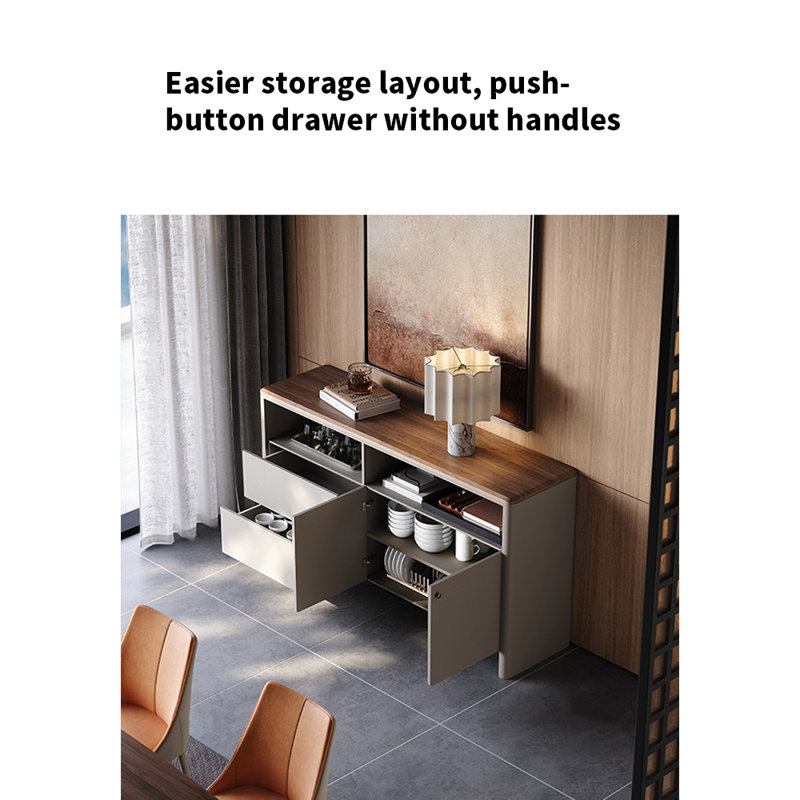 Italian Light Luxury Accent Cabinet, 35.43" H x 47.24" W x 15.75", Grey