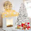 Arbre de Noël floqué avec lumières UL et pommes de pin naturelles - pointes en PVC enneigées, pointes, structure à charnières, support en métal stable, installation facile-117530743