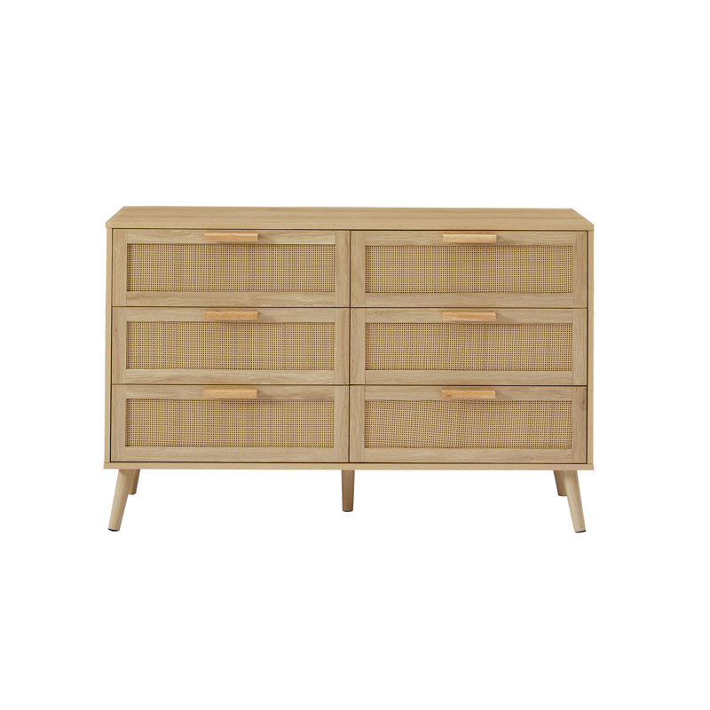 Commode polyvalente avec tiroirs en rotin pour le rangement de la chambre à coucher, du salon et du couloir