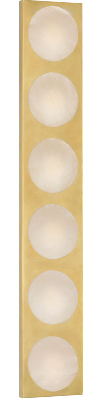 Dichotomy Sconce with Alabaster, 27" H x 4.5" W x 0.75" D, Antique-Burnished Brass, 6 Lights