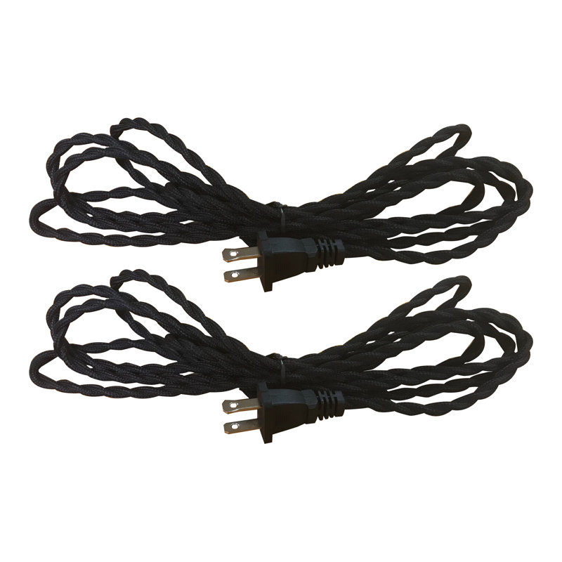 Cordon de lampe torsadée couvert de tissu, Noir