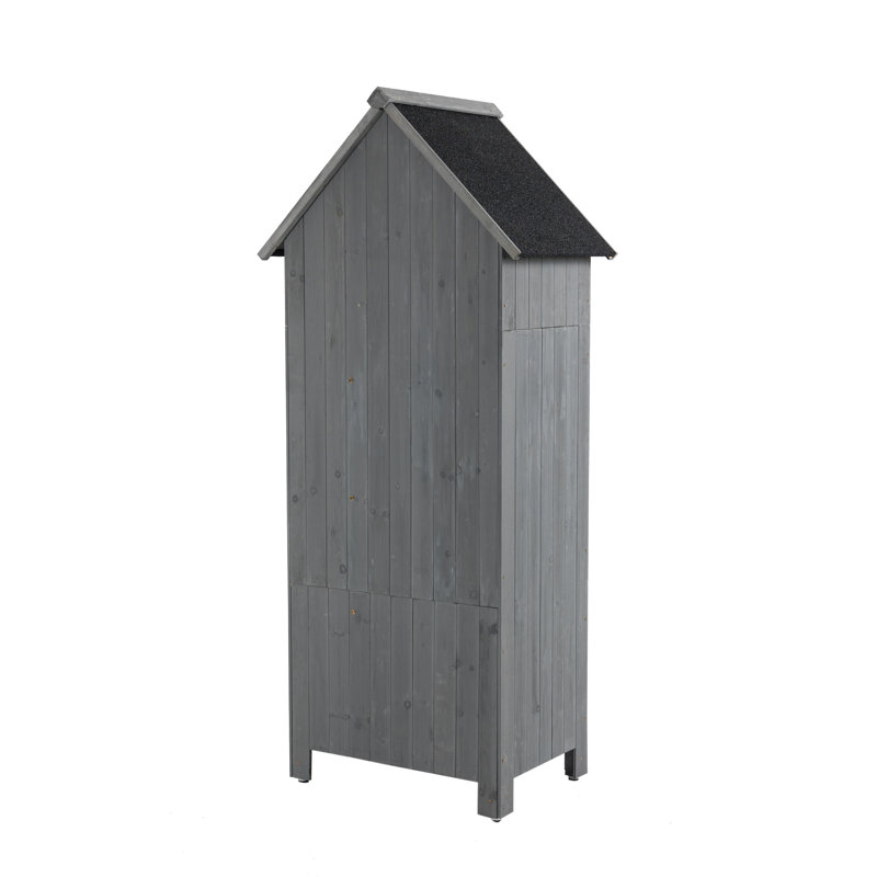 Abri de jardin en bois gris, rangement extérieur, toit imperméable, 3 compartiments, outil d'organisation