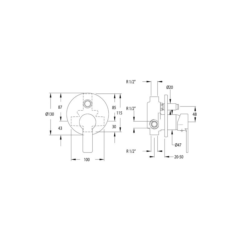 Shirleen Single Concealed Diverter Shower Valve