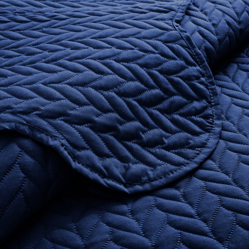 Embossed Microfiber Bedspread Set For California King – Oversized, Soft & Dust-Resistant, 3-Piece, Blue