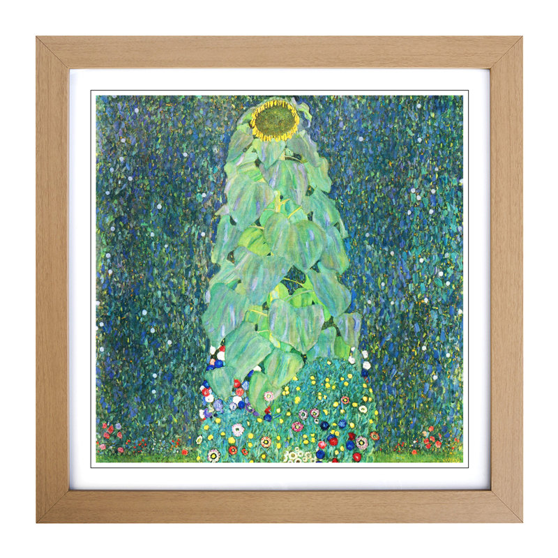 The Sunflower by Gustav Klimt - Framed Print, Oak
