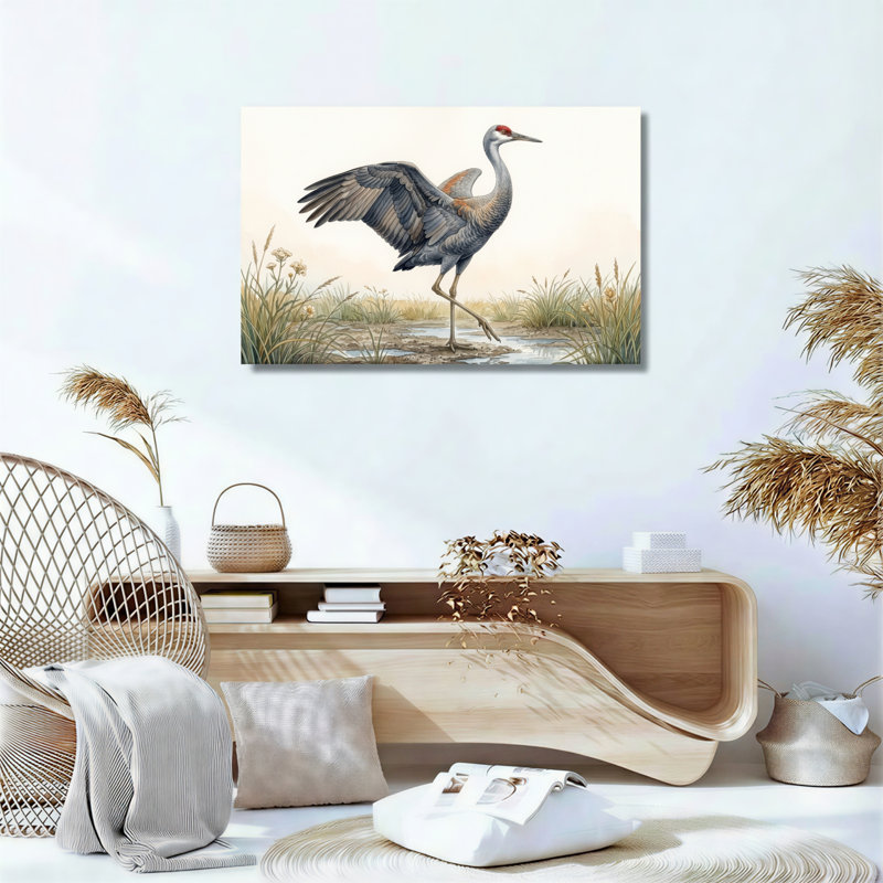 Ensemble de 1 tableau sur toile représentant une grue du Canada, 16"H x 24"W, Wrapped Canvas