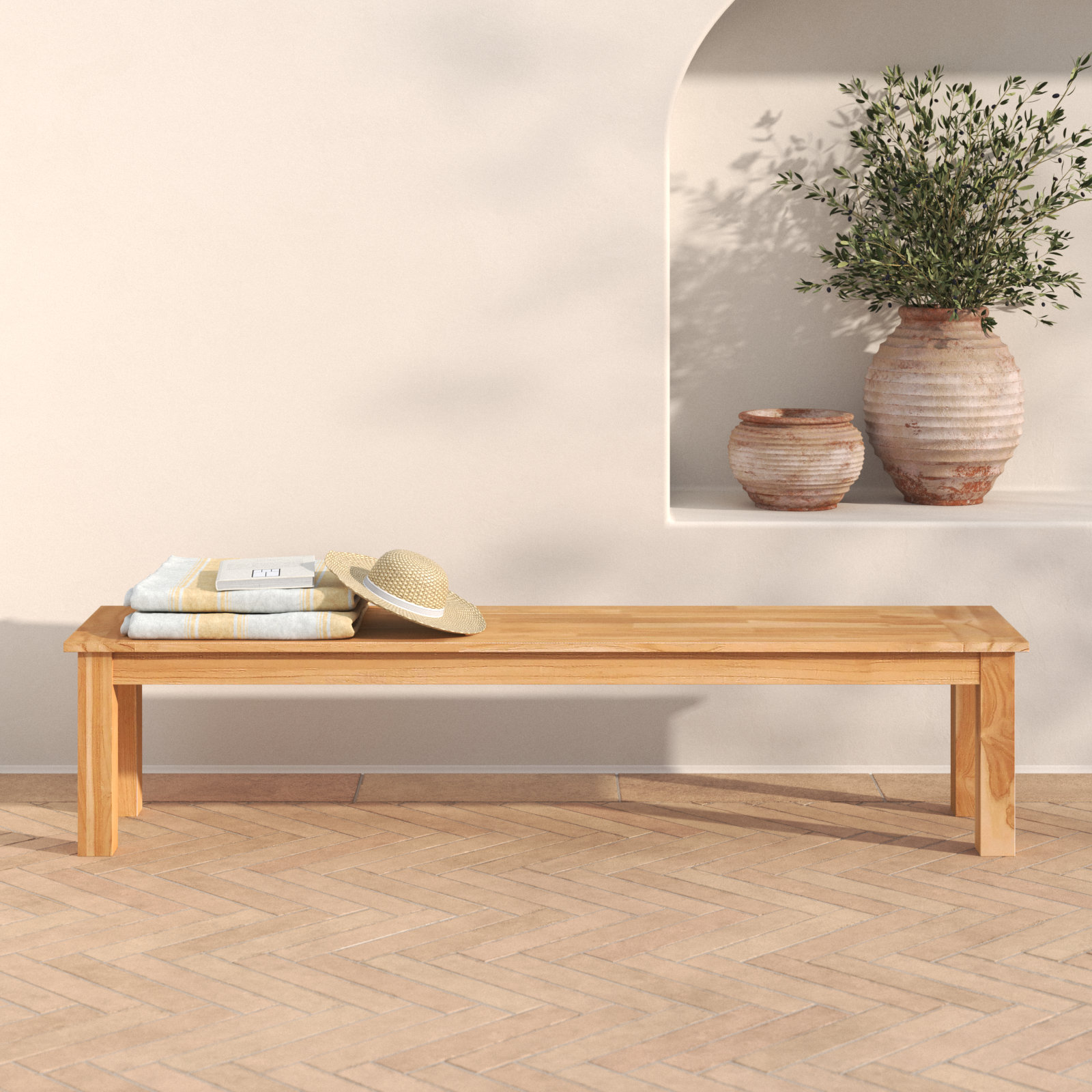 Magruder Outdoor Solid Teak Wood Picnic Bench