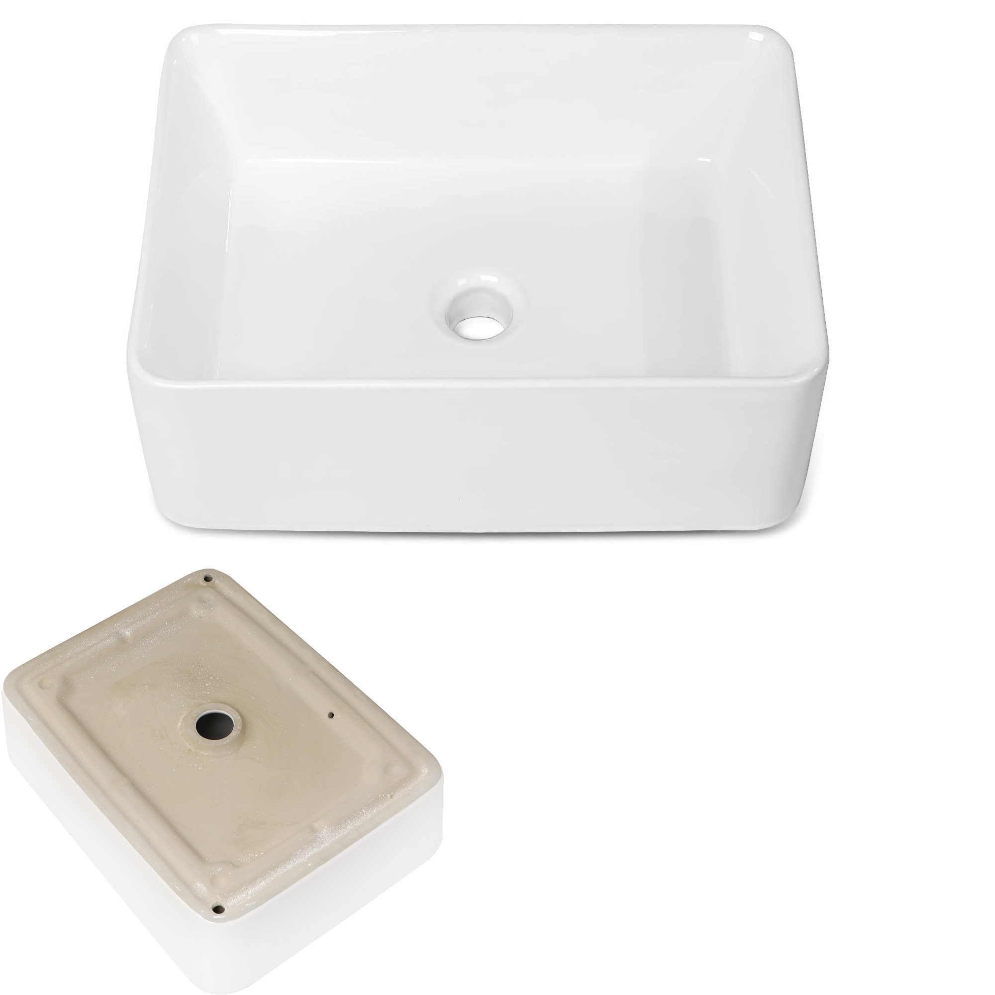 Ochine 15'' Ceramic Rectangular Vessel Bathroom Sink