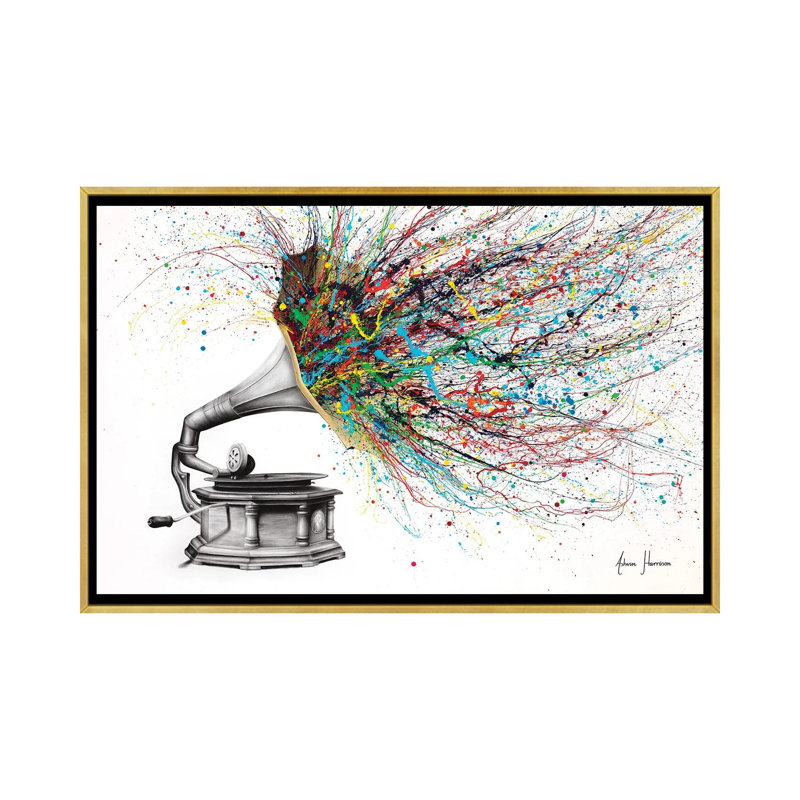 «Radical Rhapsody» par Ashvin Harrison, reproduction, Toile avec cadre flottant or, H 18 po x l 26 po x P 1,5 po, Non