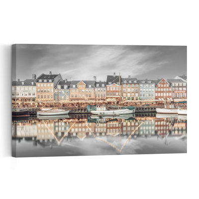 Colourful Copenhagen Waterfront Colourful Retro Vintage Architecture City Wall Art Print
