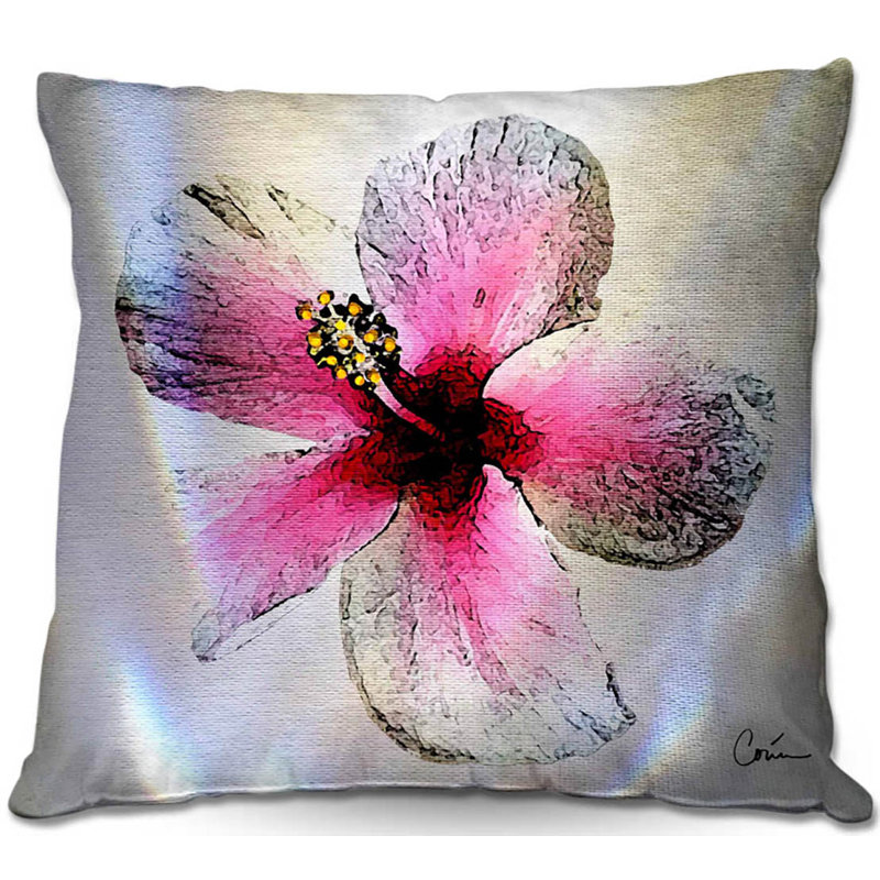 Coussin décoratif carrée hibiscus, 20 po x 20 po
