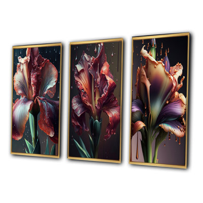 «Red Gladiolus Flowers», 3 pièces sur toile