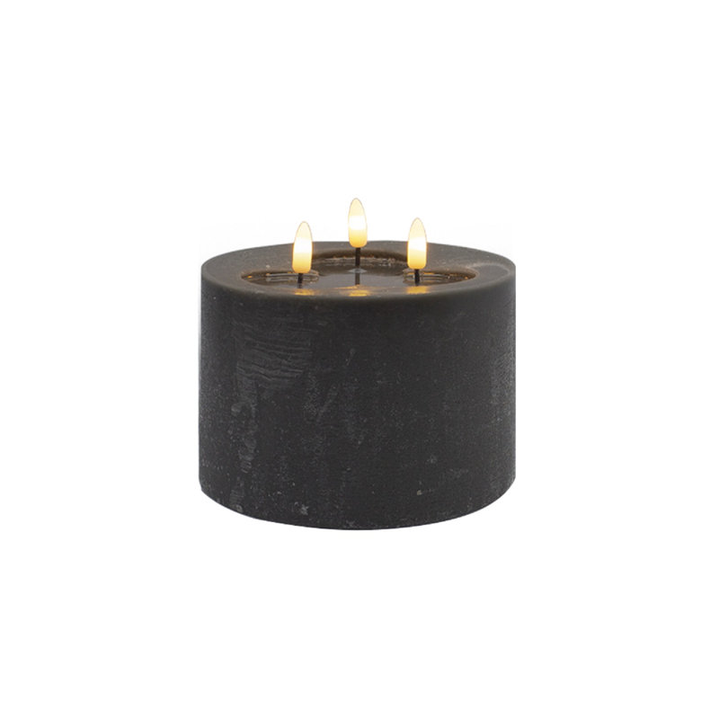 Petite bougie sans flamme 3 mèches, Noir, noir, noir, noir