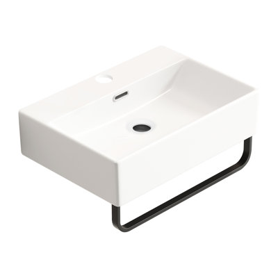 Évier vasque blanc avec porte-serviettes, spacieux et fonctionnel, à faible éclaboussure, teinture compacte en céramique, design contemporain, style américain