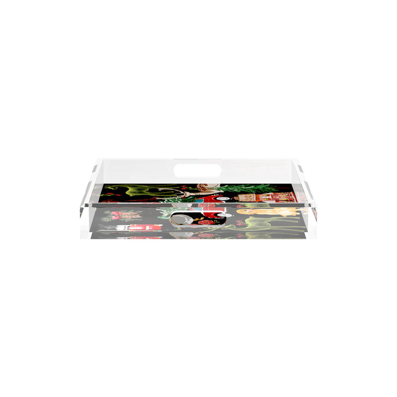 Acrylic Decorative Tray, Black, 12"W x 12"D x 2"H