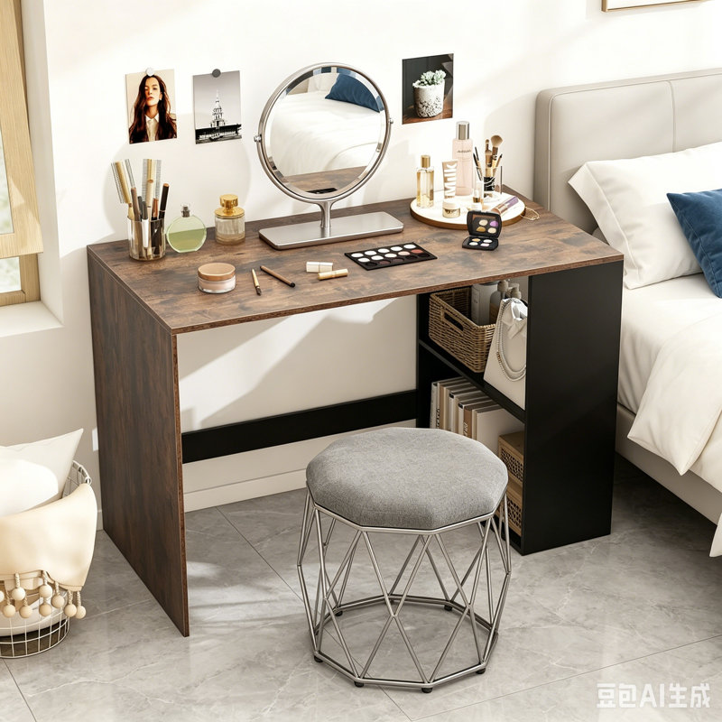 Computer Desk, Brown & Black
