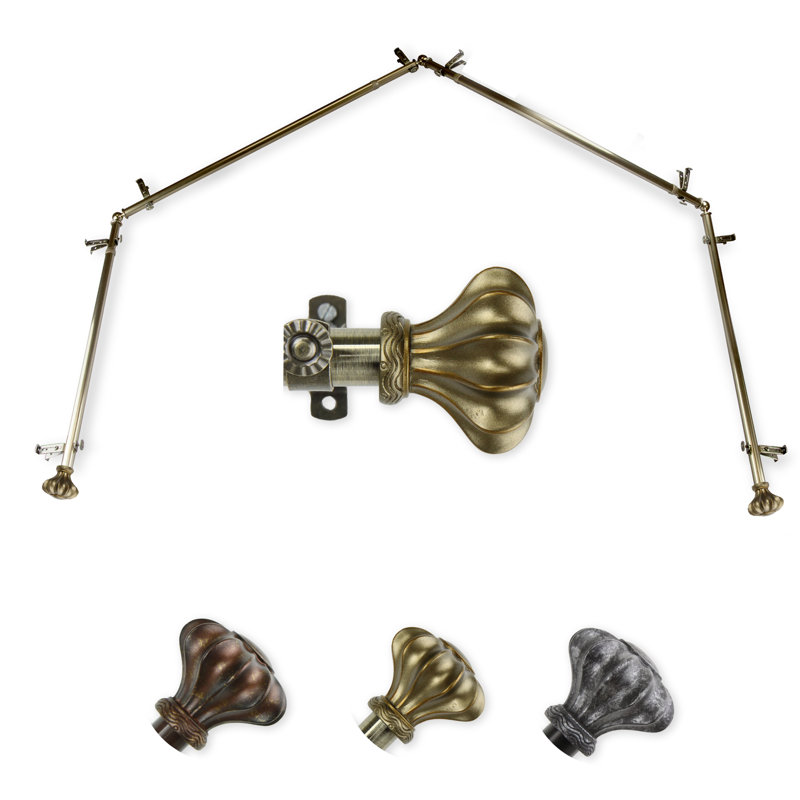 Tringle à rideaux ajustable pour baie vitrée Darcey, Laiton antique, 18 po à 28 po (chaque côté)