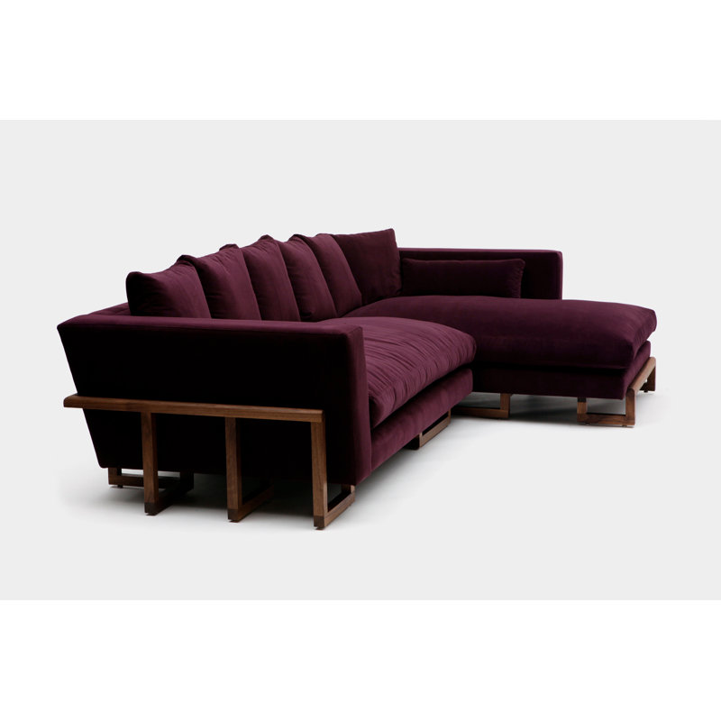 LRG Chaise Sectional, No Trays, Solid Walnut, Eggplant