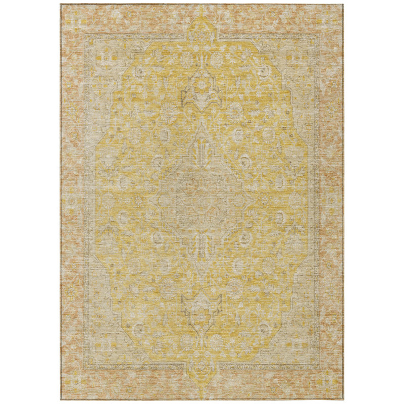 Tapis intérieur / extérieur 5 pi x 8 pi blé et or lavable