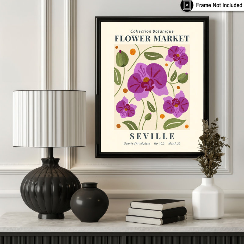 Marché aux fleurs de Séville, H 08 po x l 10 po, Affiche, Sans cadre
