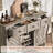 Farmhouse Buffet Cabinet with Sliding Barn Door – Rustic Sideboard with 3 Drawers, Adjustable Shelf & Removable Wine Rack for Dining, Kitchen, Living Room (Vintage Gray, 1.2m)-1050094781