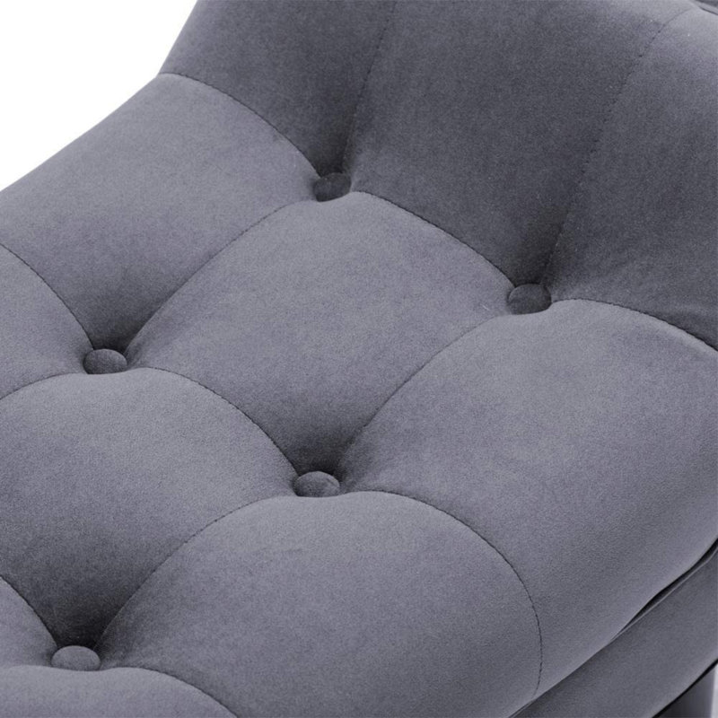Hannum Velvet Upholstered Bench, Dark Grey