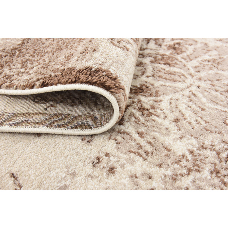 Tapis beige foncé / crème Mathieu, Rectangle de 5 pi x 8 pi