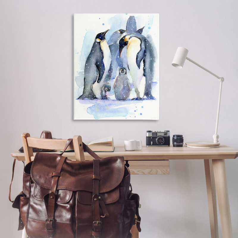 Art mural sur toile, "Penguin Family" par John Keeling, H 48 po x l 36 po