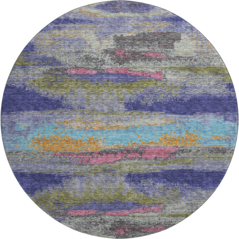 Premium Machine Washable Prisco Lavender Rug, Round 8'