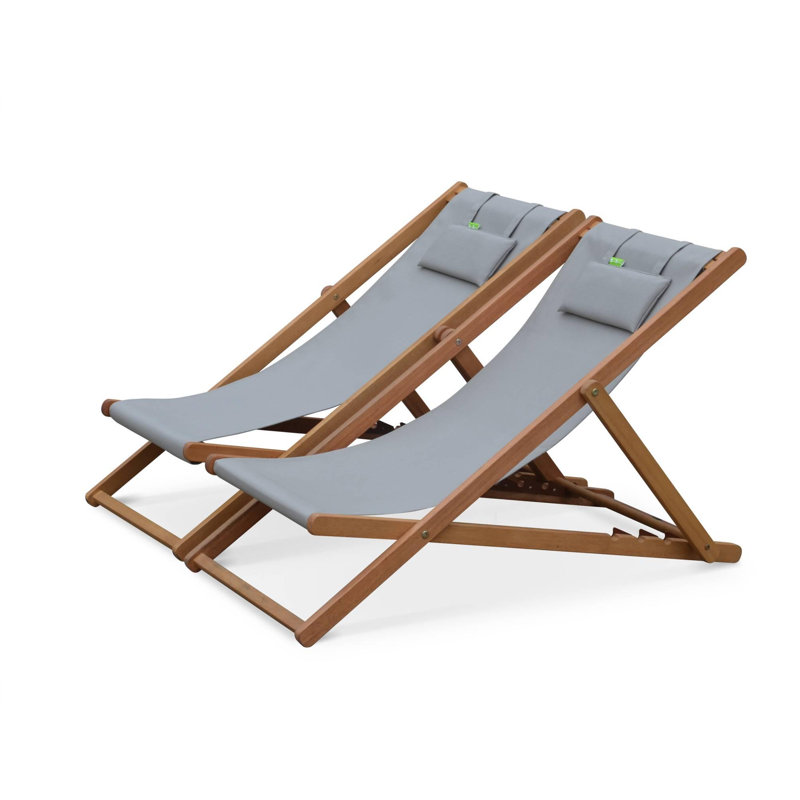 Graydon Folding Deck Chair, Light Grey