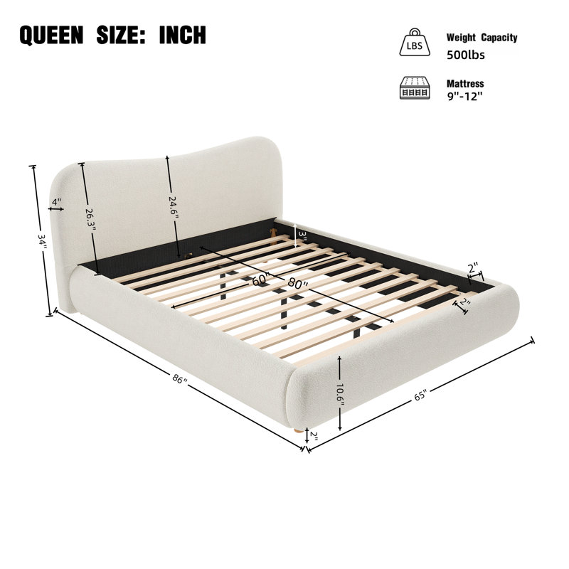 Lit plateforme tapissier Aurelia, Grand