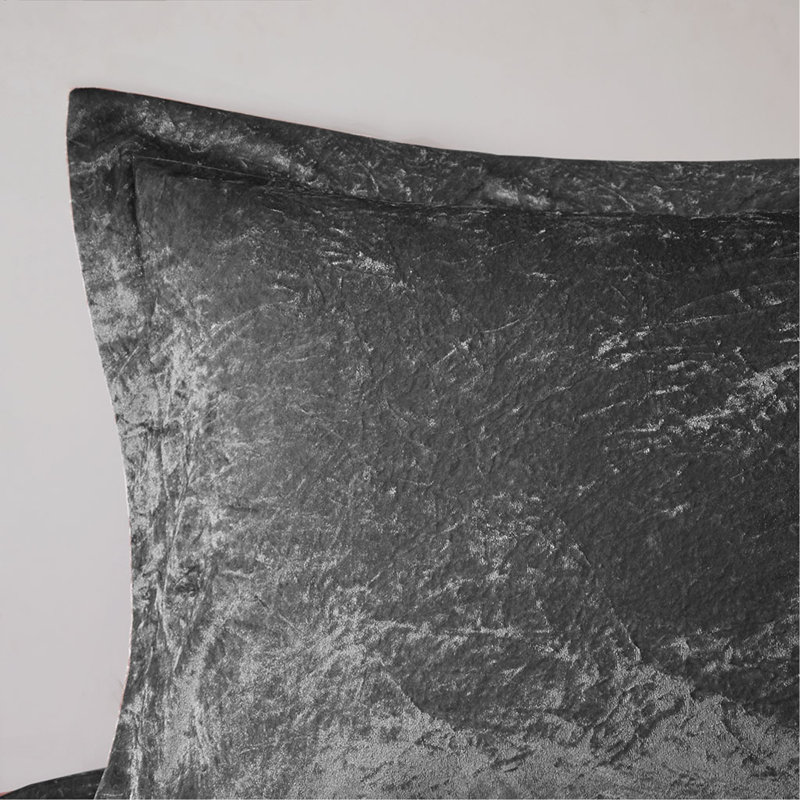 Ensemble d'édredon en velours simple / simple TG avec coussin décoratif, Gris