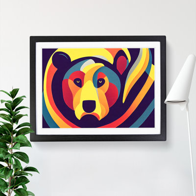 Bear Art Deco Style Abstract - Framed Print