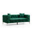 Modern 2-Seat Sofa, Green Polyester Fabric, 77.6 x 27.6 x 35.4 Inches | Beech Wood & Chipboard Frame, Chrome Metal Legs, Includes 2 Pillows, Removable Covers | Comfortable Seating with Fixed Back Cushion, Stylish Design-1945809978