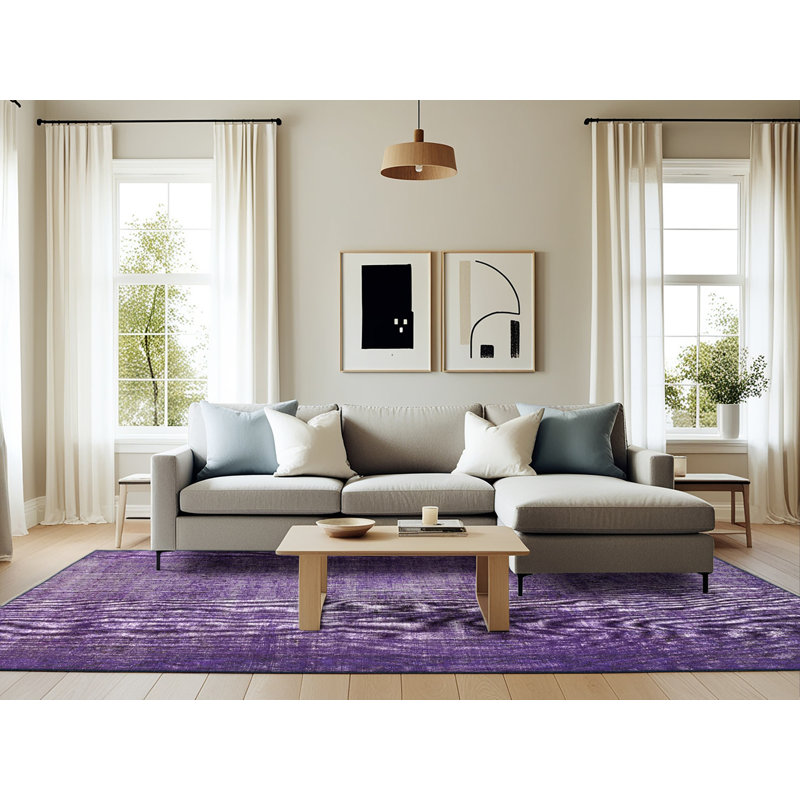 Tapis de zone mauve contemporaine, Rectangle 6 pi x 9 pi